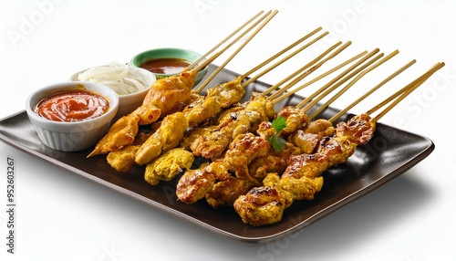 Set of satay isolated on transparent background photo