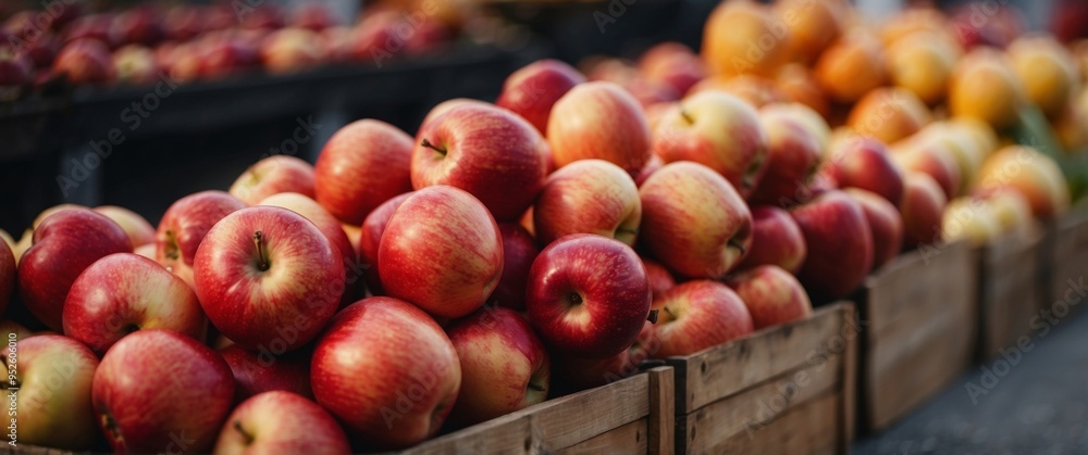 Delicious red apples on the farmers market. Delicious red apples on the farmers market.