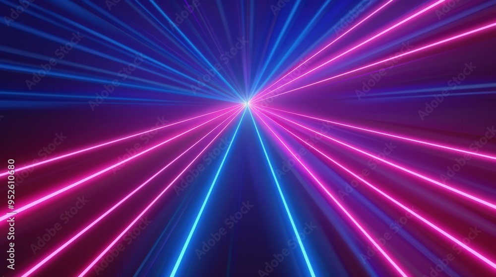 Abstract background with blue and pink laser beams on dark purple background. Neon lights in retro style. Abstract background with blue and pink laser beams on dark purple background. Neon lights in retro style.