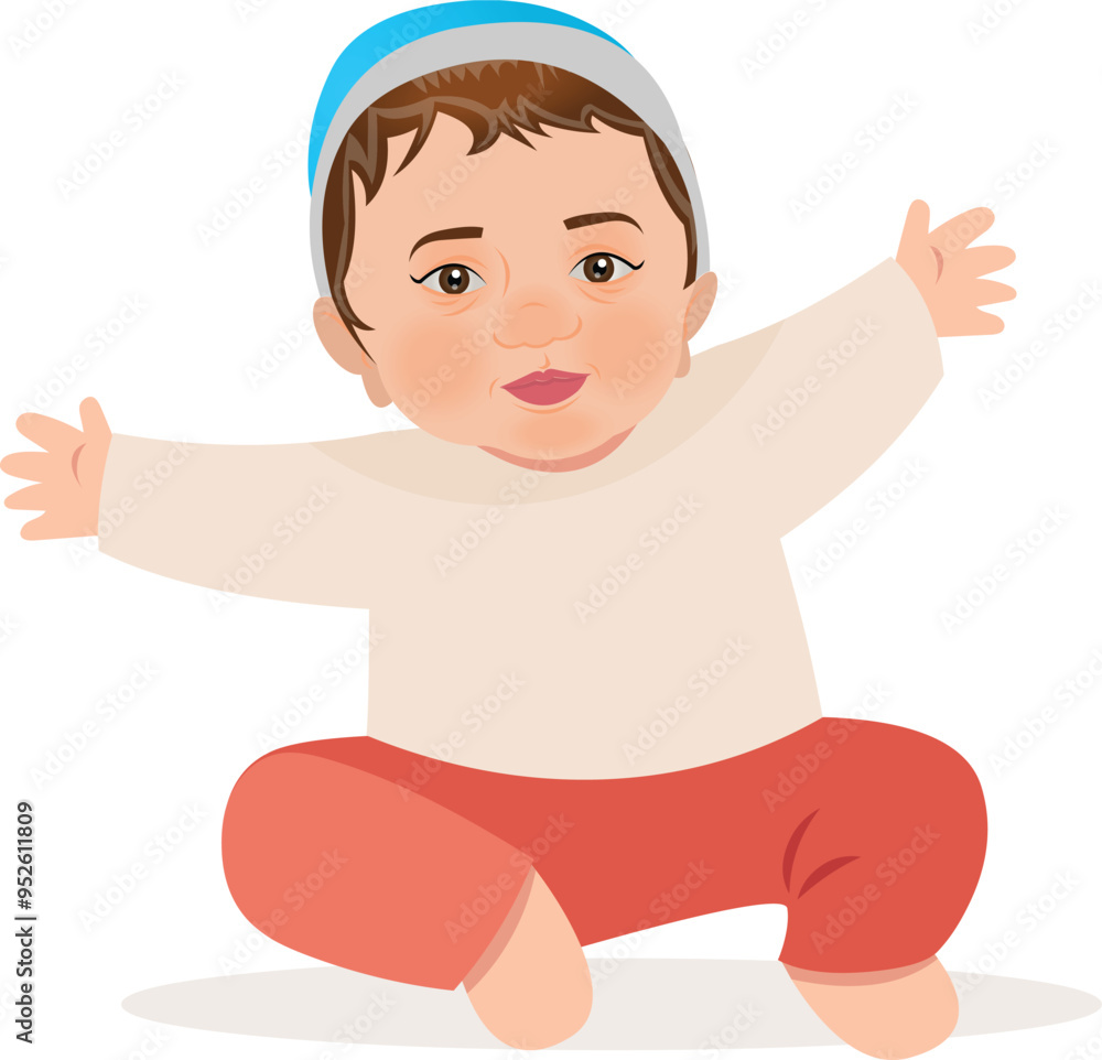 multiethnic babies sitting. Isolated cartoon cute toddlers vector multiethnic babies sitting. Isolated cartoon cute toddlers vector