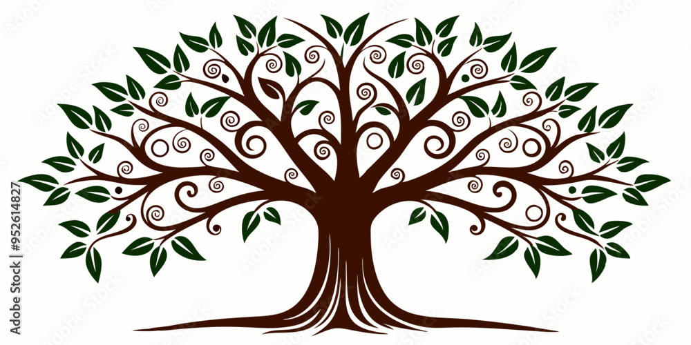Decorative Tree silhouette on white background Decorative Tree silhouette on white background