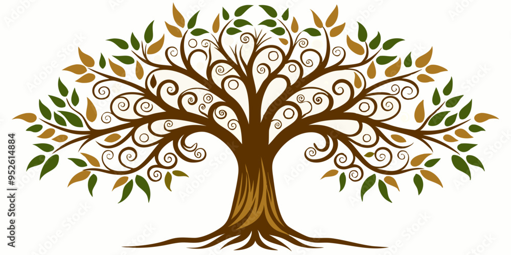 Obraz premium Decorative Tree silhouette on white background