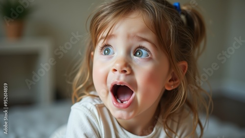 Innocent Young Girl's Face Frozen in Surprised Expression