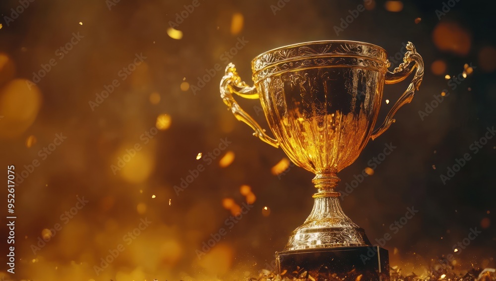 Golden Trophy with Sparkly Background Golden Trophy with Sparkly Background