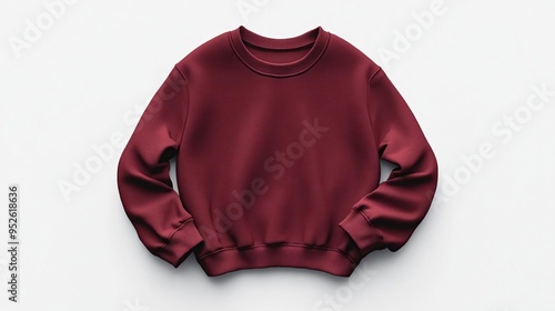 A maroon sweatshirt displayed on a plain background, ideal for casual wear. photo