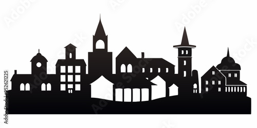 Wallpaper Mural silhouette of town on white background Torontodigital.ca