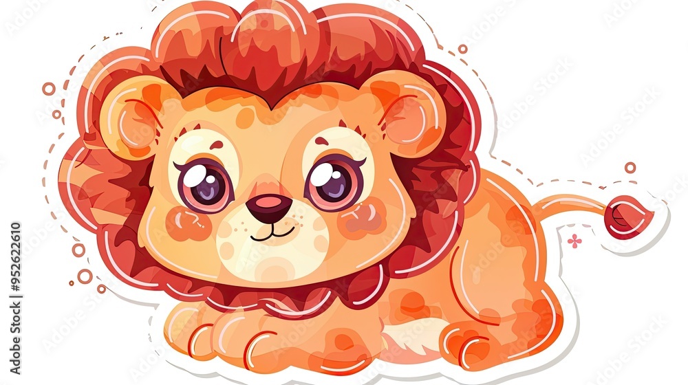 A cute cartoon lion sticker A cute cartoon lion sticker