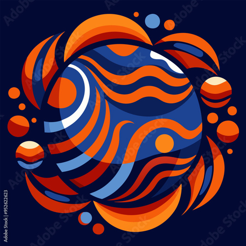 Orange accents and dark blue shapes: the perfect combination for your web illustration!
