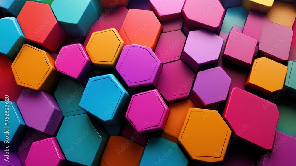 Abstract Pattern of Colorful Hexagonal Shapes Abstract Pattern of Colorful Hexagonal Shapes