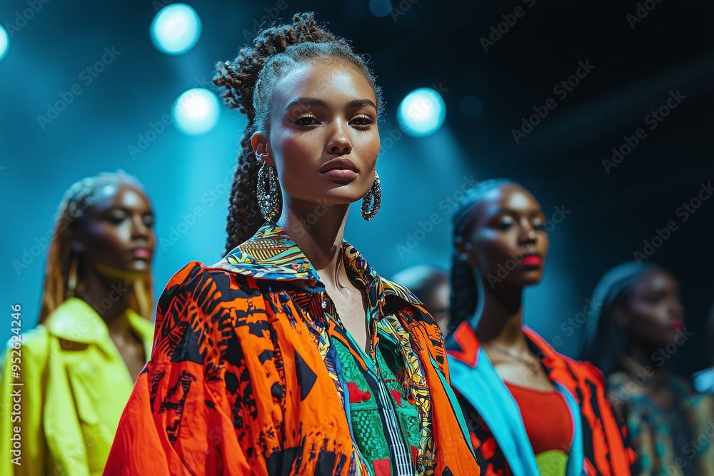 models walking on a fashion runway, wearing elaborate and decorative clothing that combines traditional and modern design elements models walking on a fashion runway, wearing elaborate and decorative clothing that combines traditional and modern design elements