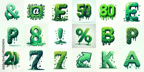 Green Lettering Typeface. AI generated illustration