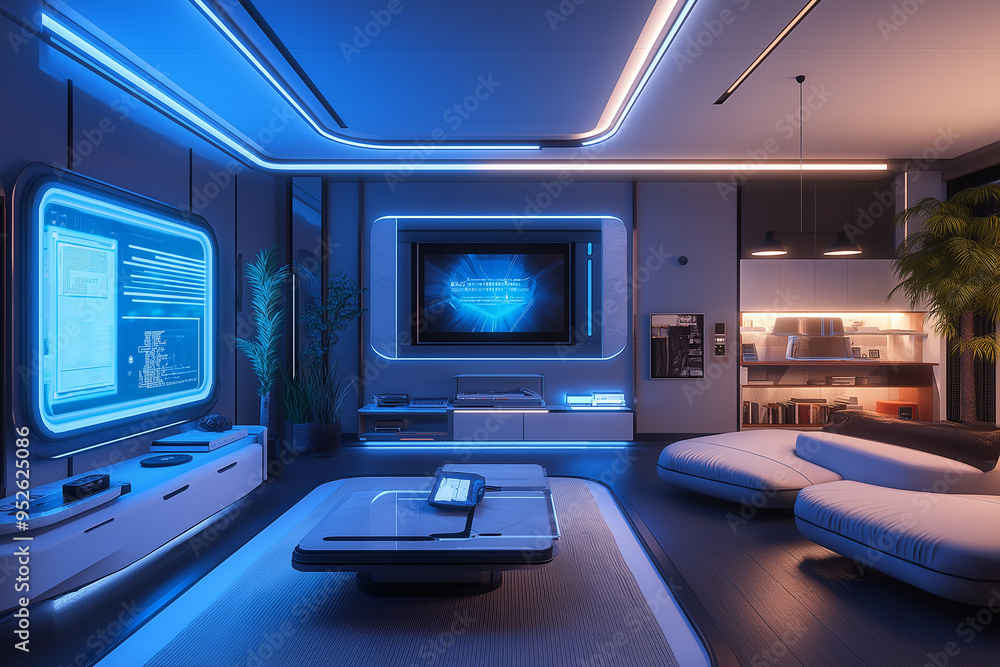 A living room with a blue couch and a blue television A living room with a blue couch and a blue television