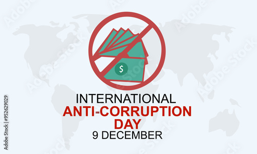 international anti-corruption day 9 december vector world map and rejecting 