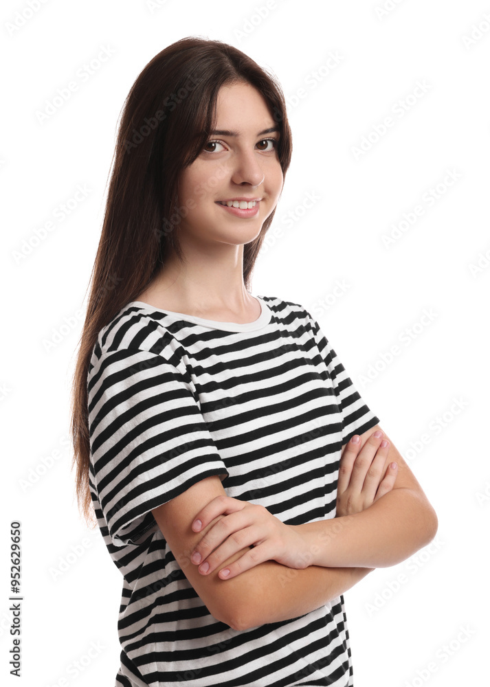 Portrait of beautiful teenage girl on white background Portrait of beautiful teenage girl on white background