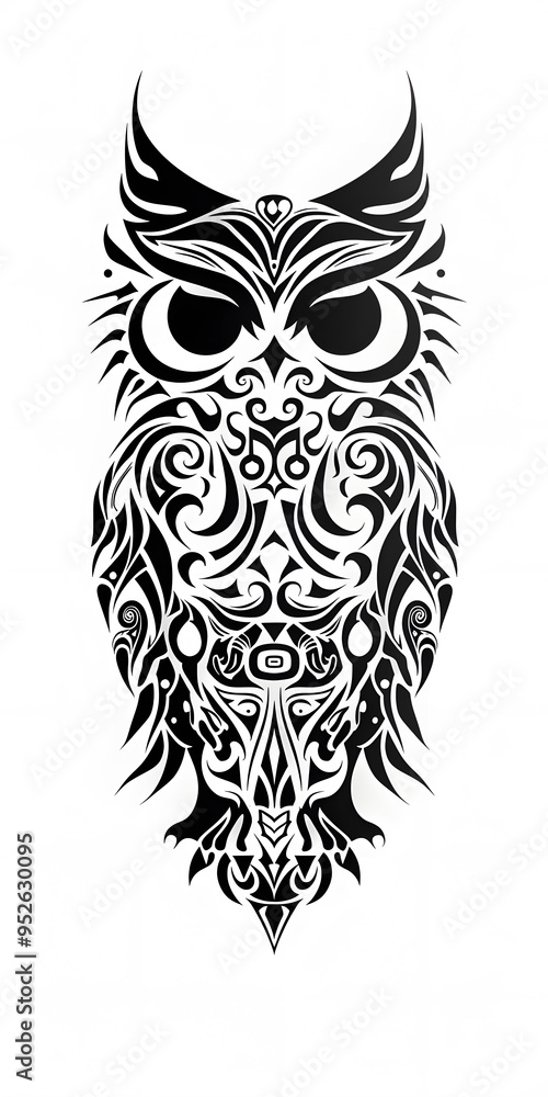 Fototapeta premium Tribal Owl tattoo flash styles illustration