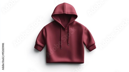 A maroon cropped hoodie with a hood and drawstrings, designed for casual wear. photo