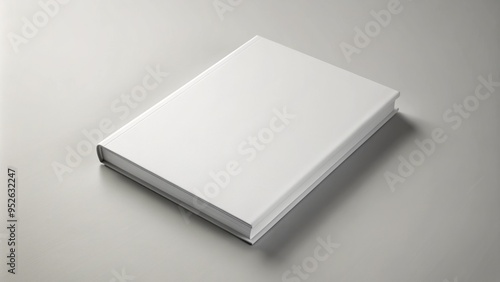 A blank, softcover book template with a crisp white cover and clean pages, waiting for creative content, stories, or designs to be added. photo