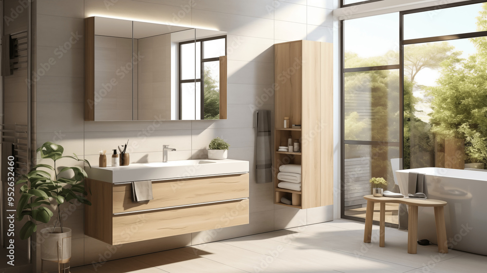 Salle de bain moderne et élégante. Baignoire, lavabo, toilettes. Architecture, plante, déco, luxe. Arrière-plan pour conception et création graphique. Salle de bain moderne et élégante. Baignoire, lavabo, toilettes. Architecture, plante, déco, luxe. Arrière-plan pour conception et création graphique.