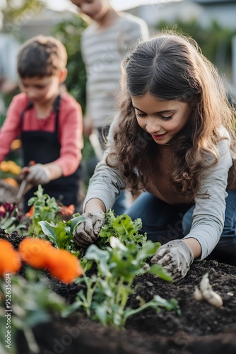 Children Engaged in Gardening Activities for a Sustainable Future. Highlighting Youth Involvement in Eco-Friendly Practices