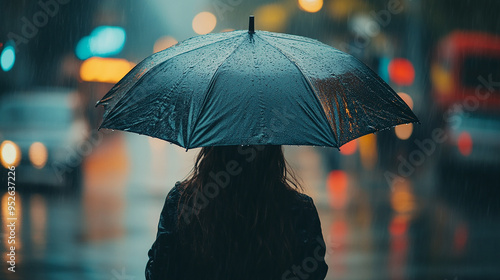 Woman Holding an Umbrella While It Rains photo