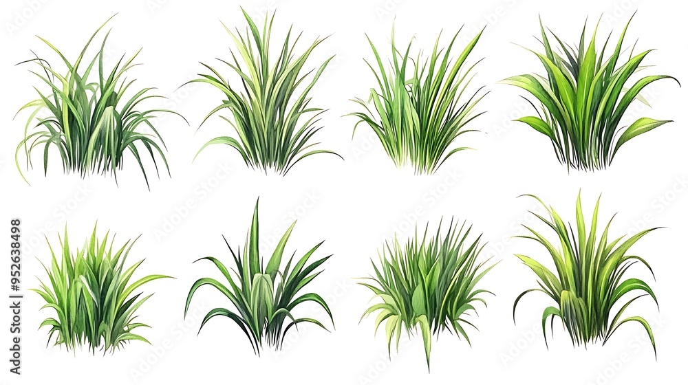 Hand-drawn set of blades of grass Hand-drawn set of blades of grass