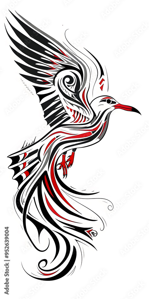 Fototapeta premium Tribal Seagull tattoo flash styles illustration