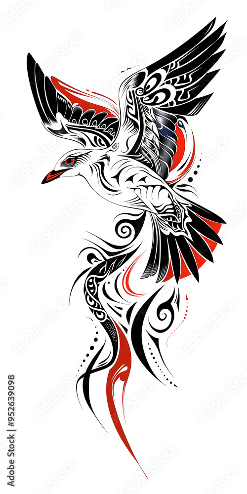 Obraz premium Tribal Seagull tattoo flash styles illustration