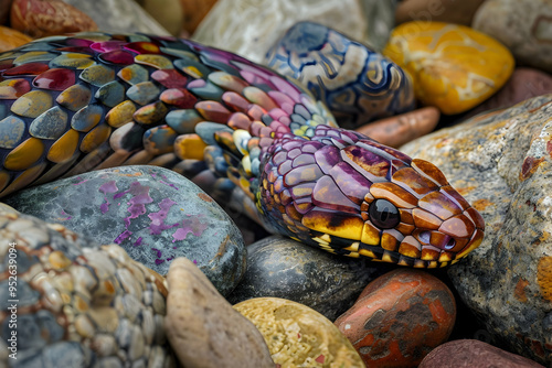 close up of a snake in the garden photo