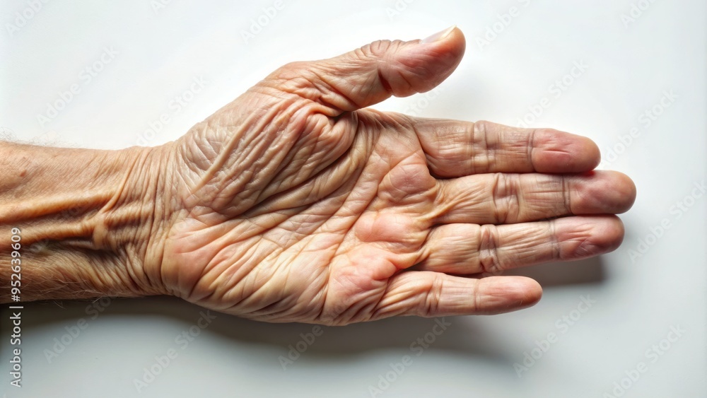 A gentle, isolated hand rests on a clean, bright white background, highlighting the subtle wrinkles and natural curves of the human palm. A gentle, isolated hand rests on a clean, bright white background, highlighting the subtle wrinkles and natural curves of the human palm.