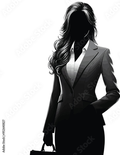 realistic business woman silhouette vector style with white background