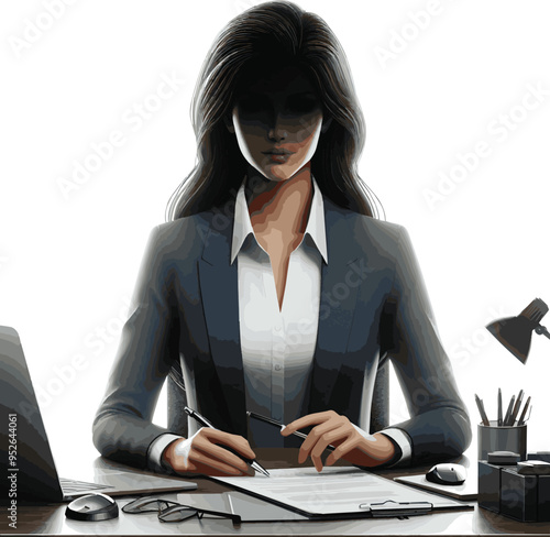 realistic business woman silhouette vector style with white background