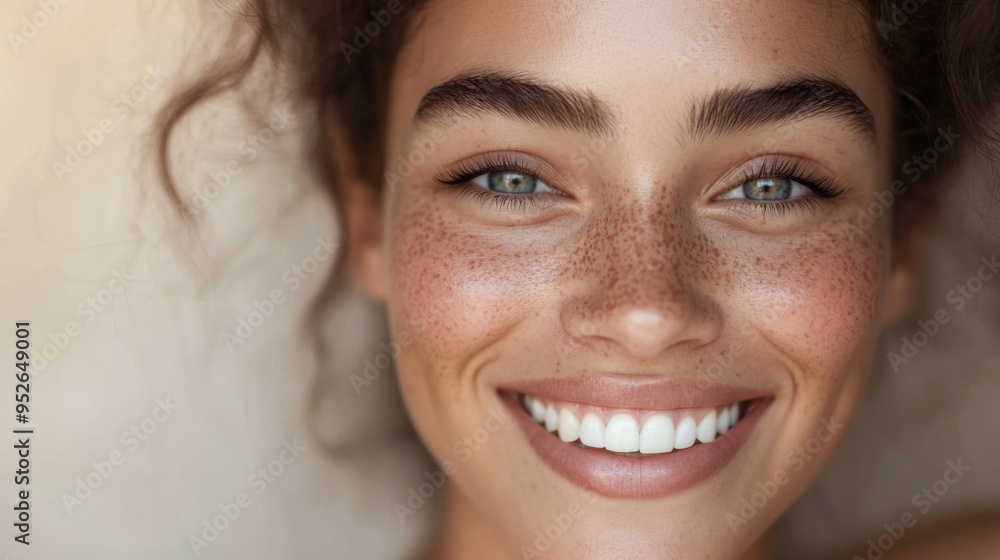 Close-up of a smiling woman with natural makeup and clear skin, showcasing her expressive eyes and warm, friendly demeanor against a soft background. Close-up of a smiling woman with natural makeup and clear skin, showcasing her expressive eyes and warm, friendly demeanor against a soft background.