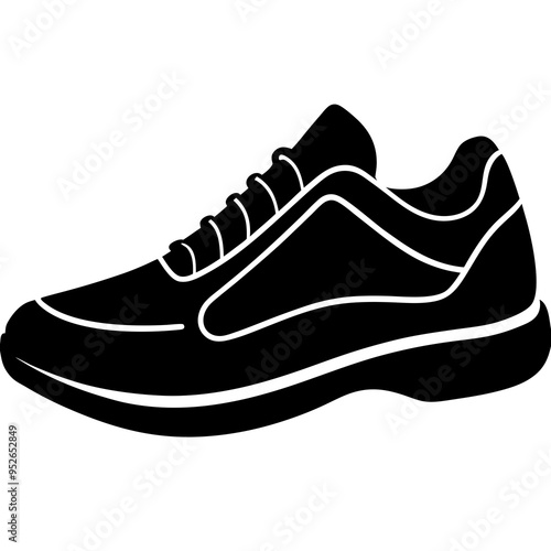 black sports shoes vector isolated on white 