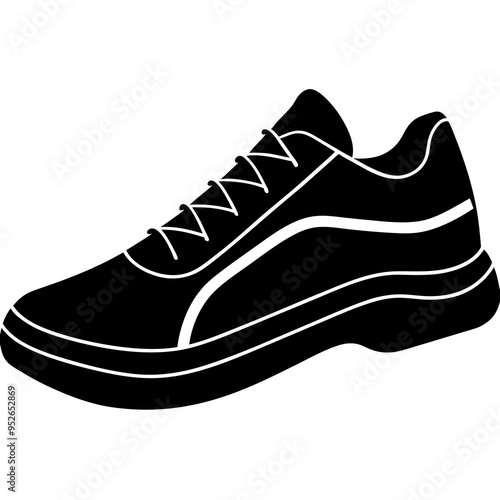 black sports shoes vector isolated on white 