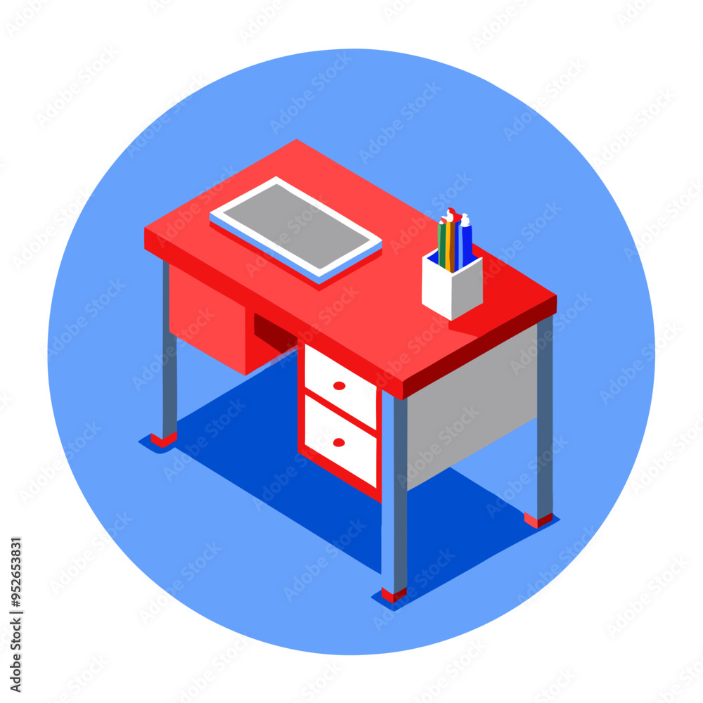 Artistic Vector Illustration of a Writing Desk Artistic Vector Illustration of a Writing Desk