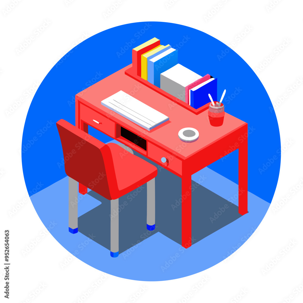 Artistic Vector Illustration of a Writing Desk Artistic Vector Illustration of a Writing Desk
