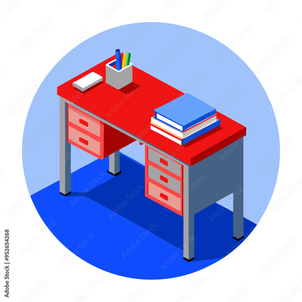 Artistic Vector Illustration of a Writing Desk Artistic Vector Illustration of a Writing Desk