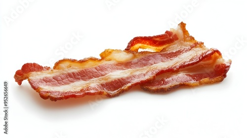 Artfully Composed Bacon Strip Study Crisp Texture Sizzling Fat in Minimalist High Key Style