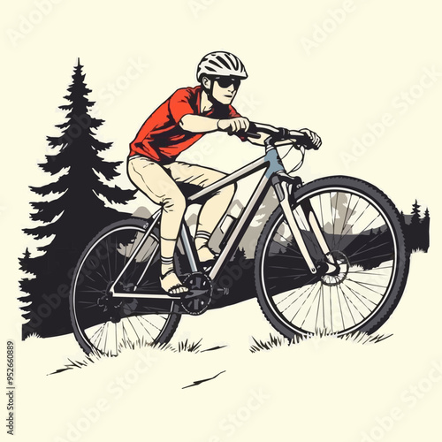 mountain bike cycling vector illustration. vintage artwork