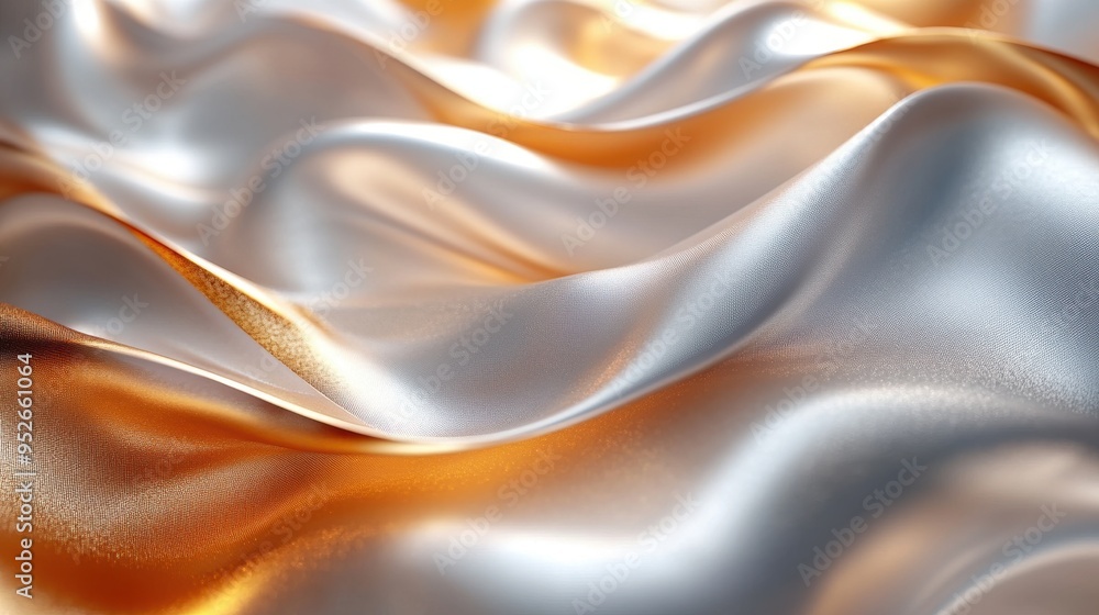 Abstract 3D render of a golden foil scroll with folded gold ribbon paper stripes in the background. Abstract 3D render of a golden foil scroll with folded gold ribbon paper stripes in the background.