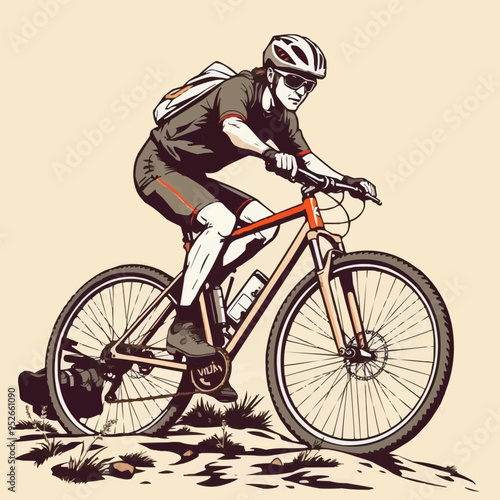 mountain bike cycling vector illustration. vintage artwork