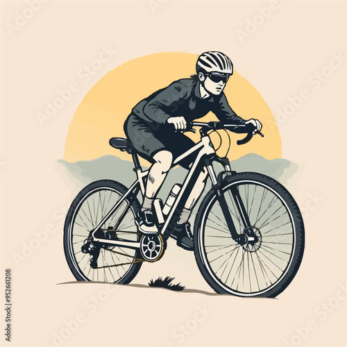 mountain bike cycling vector illustration. vintage artwork