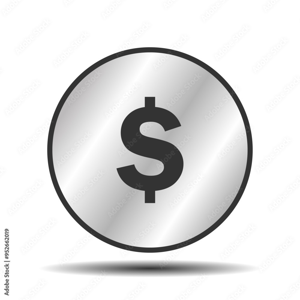 silver American dollar coin shape illustration silver American dollar coin shape illustration