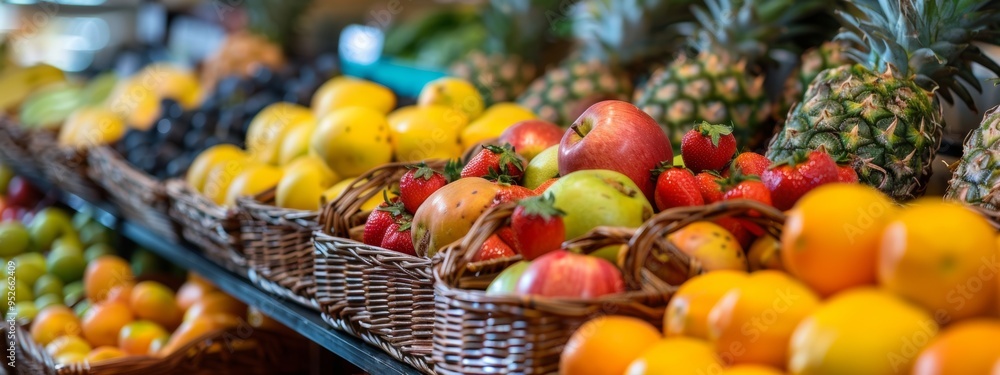 Rustic kitchen table with fresh produce and spices in wooden bowls Rustic kitchen table with fresh produce and spices in wooden bowls