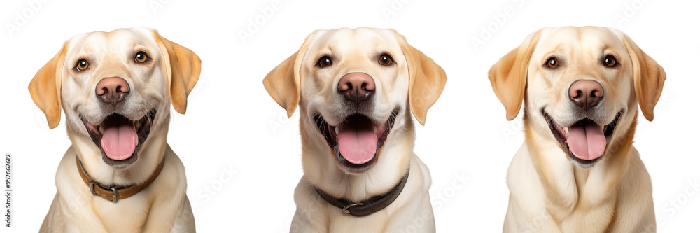 Group of light labradors sit and smile sweetly at the camera. Portrait photo. Isolated on transparent background Group of light labradors sit and smile sweetly at the camera. Portrait photo. Isolated on transparent background