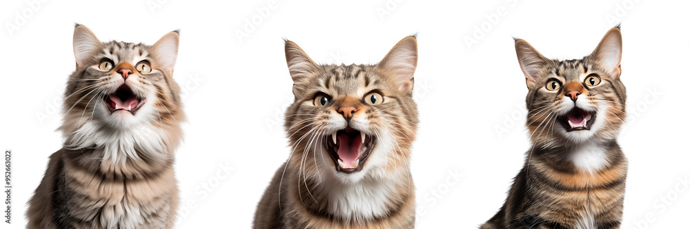 Obraz premium Cat screaming at camera. Transparent background