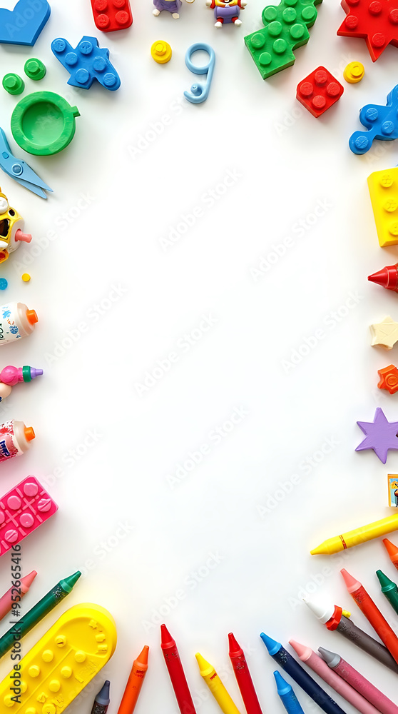 Children’s Day Toys and Crafts Flat Lay with Colorful Playful Elements Children’s Day Toys and Crafts Flat Lay with Colorful Playful Elements