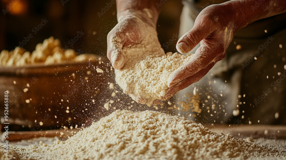 Fototapeta premium hands kneading dough