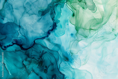 Abstract watercolor paint background by teal color blue and green with liquid fluid texture for background, banner