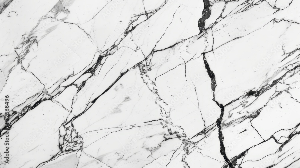 Fototapeta premium Close-up shot of white marble texture with intricate grey veining, ideal for backgrounds, interiors, and design projects.
